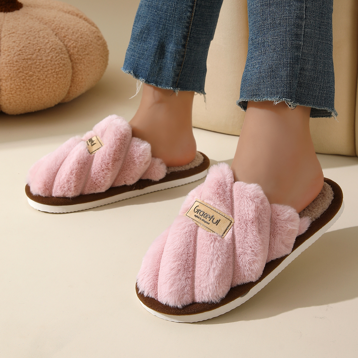 Soft And Cozy Plush Indoor Slippers for Women, view 3
