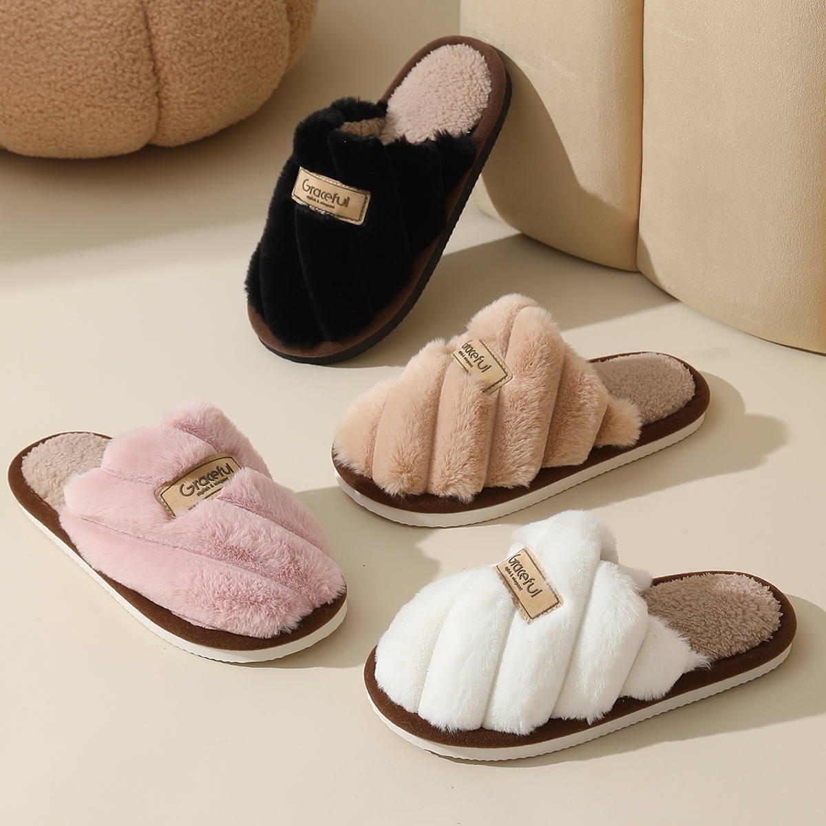 Soft And Cozy Plush Indoor Slippers for Women, view 5